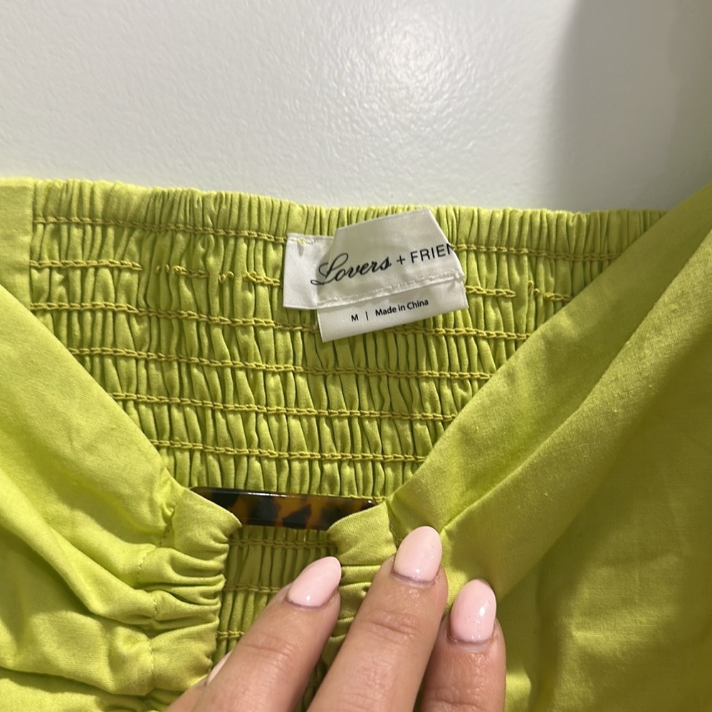 Lovers + Friends Delilah Crop Long Sleeve Lime Green Top Size Medium - Picture 6 of 7